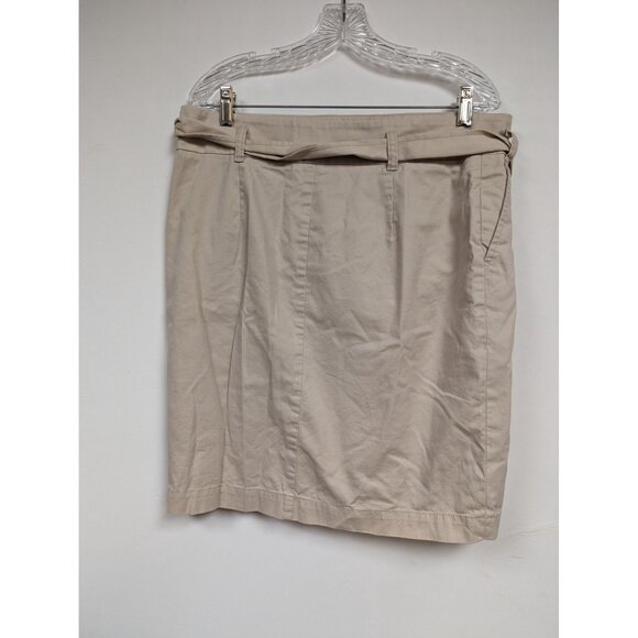Ann Taylor Petites Size 14P Skirt Khaki Tan Tie Belt Lined - Picture 2 of 4